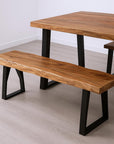 68" Brown and Black Solid Wood And Metal Live Edge Dining Bench