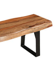 68" Brown and Black Solid Wood And Metal Live Edge Dining Bench
