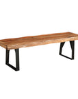 68" Brown and Black Solid Wood And Metal Live Edge Dining Bench