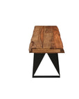 68" Brown and Black Solid Wood And Metal Live Edge Dining Bench