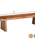 75" Brown Solid Wood Live Edge Dining Bench