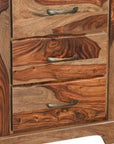 27" Brown Solid Wood Live Edge Three Drawer Nightstand