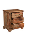27" Brown Solid Wood Live Edge Three Drawer Nightstand