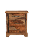 27" Brown Solid Wood Live Edge Three Drawer Nightstand