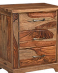 27" Brown Solid Wood Live Edge Three Drawer Nightstand