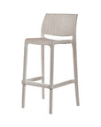 Set of Two 30" Taupe Faux Rattan Outdoor Bar Height Chairs