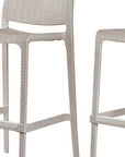 Set of Two 30" Taupe Faux Rattan Outdoor Bar Height Chairs