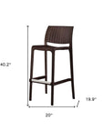 Set of Two 30" Brown Faux Rattan Heavy Duty Plastic Low Back Outdoor Bar Height Chairs