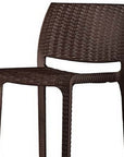 Set of Two 30" Brown Faux Rattan Heavy Duty Plastic Low Back Outdoor Bar Height Chairs