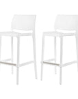 Set of Two 30" Brown Faux Rattan Heavy Duty Plastic Low Back Outdoor Bar Height Chairs
