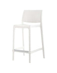 Set of Two 26" White Faux Rattan Heavy Duty Plastic Low Back Outdoor Counter Height Bar Chairs