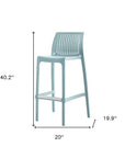 Set of Two 30" Baby Blue Heavy Duty Plastic Low Back Outdoor Bar Height Chairs