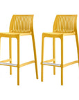 Set of Two 30" White Heavy Duty Plastic Low Back Outdoor Bar Height Chairs