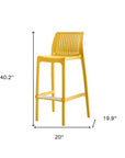 Set of Two 30" White Heavy Duty Plastic Low Back Outdoor Bar Height Chairs