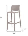 Set of Two 30" Taupe Heavy Duty Plastic Low Back Outdoor Bar Height Chairs