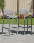 Set of Two 30" Taupe Heavy Duty Plastic Low Back Outdoor Bar Height Chairs