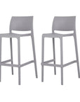 Set of Two 30" Taupe Heavy Duty Plastic Low Back Outdoor Bar Height Chairs