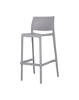 Set of Two 30" Taupe Heavy Duty Plastic Low Back Outdoor Bar Height Chairs