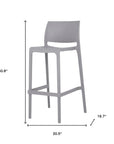 Set of Two 30" Taupe Heavy Duty Plastic Low Back Outdoor Bar Height Chairs