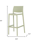 Set of Two 30" Taupe Heavy Duty Plastic Low Back Outdoor Bar Height Chairs