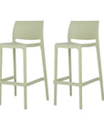 Set of Two 30" Taupe Heavy Duty Plastic Low Back Outdoor Bar Height Chairs