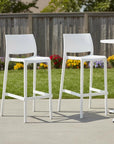 Set of Two 30" Taupe Heavy Duty Plastic Low Back Outdoor Bar Height Chairs