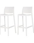 Set of Two 30" Taupe Heavy Duty Plastic Low Back Outdoor Bar Height Chairs