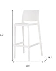Set of Two 30" Taupe Heavy Duty Plastic Low Back Outdoor Bar Height Chairs