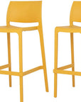 Set of Two 30" Taupe Heavy Duty Plastic Low Back Outdoor Bar Height Chairs
