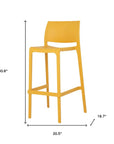 Set of Two 30" Taupe Heavy Duty Plastic Low Back Outdoor Bar Height Chairs