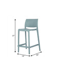 Set of Two 26" Baby Blue Heavy Duty Plastic Low Back Outdoor Counter Height Bar Chairs