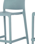 Set of Two 26" Baby Blue Heavy Duty Plastic Low Back Outdoor Counter Height Bar Chairs