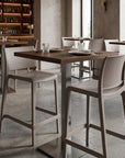 Set of Two 26" Taupe Heavy Duty Plastic Low Back Outdoor Counter Height Bar Chairs
