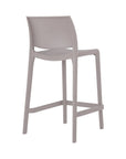 Set of Two 26" Taupe Heavy Duty Plastic Low Back Outdoor Counter Height Bar Chairs