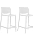 Set of Two 26" Taupe Heavy Duty Plastic Low Back Outdoor Counter Height Bar Chairs