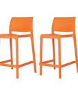 Set of Two 26" Taupe Heavy Duty Plastic Low Back Outdoor Counter Height Bar Chairs