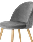 Set of Two Gray and Oak Velvet and Metal Dining Side Chairs