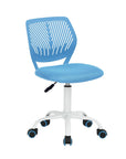 Blue and White Adjustable Height Swivel Rolling Office Chair