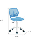 Blue and White Adjustable Height Swivel Rolling Office Chair