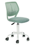 Teal and White Adjustable Height Swivel Rolling Office Chair