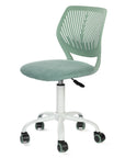 Teal and White Adjustable Height Swivel Rolling Office Chair