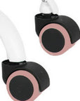 Pink and White Adjustable Height Swivel Rolling Office Chair