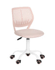 Pink and White Adjustable Height Swivel Rolling Office Chair