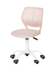Pink and White Adjustable Height Swivel Rolling Office Chair