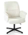Off White and Black Boucle Adjustable Height Swivel Executive Office Chair