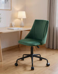 Green and Black Adjustable Height Swivel Rolling Office Chair