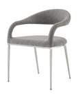 Set of Two Gray And Silver Upholstered Polyester Open Back Dining Arm Chairs