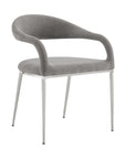 Set of Two Gray And Silver Upholstered Polyester Open Back Dining Arm Chairs