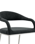 Set of Two Gray And Silver Upholstered Polyester Open Back Dining Arm Chairs