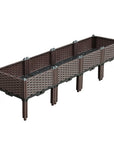 16" Dark Brown Plastic Indoor Outdoor Rectangular Planter Box